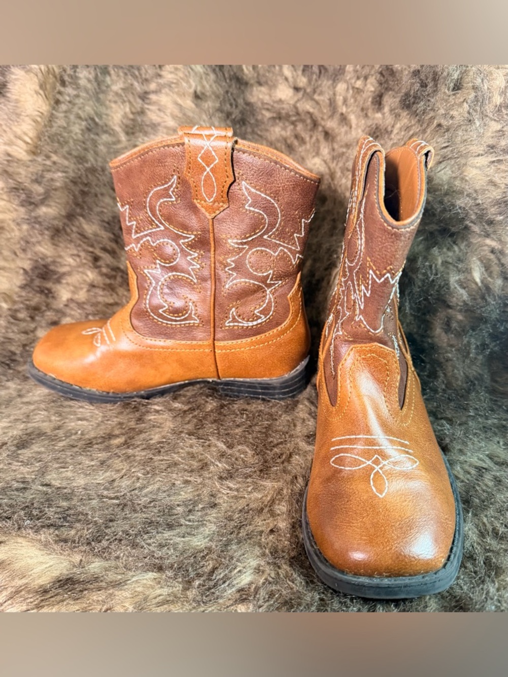 wonder nation Brown Kids Western Pull-On Boots - Picture 3 of 5